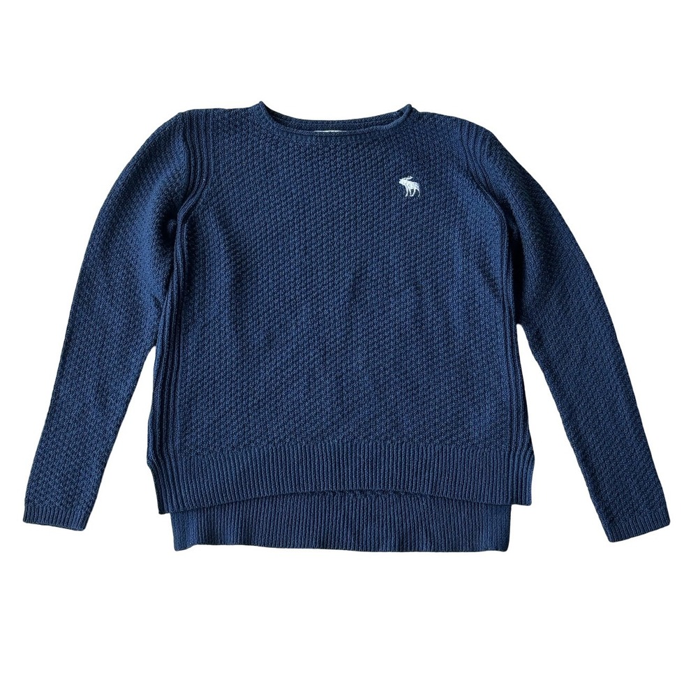 Abercrombie Kids Navy Blue Waffle Knit Sweater Girls Size 13/14 High Low Hem